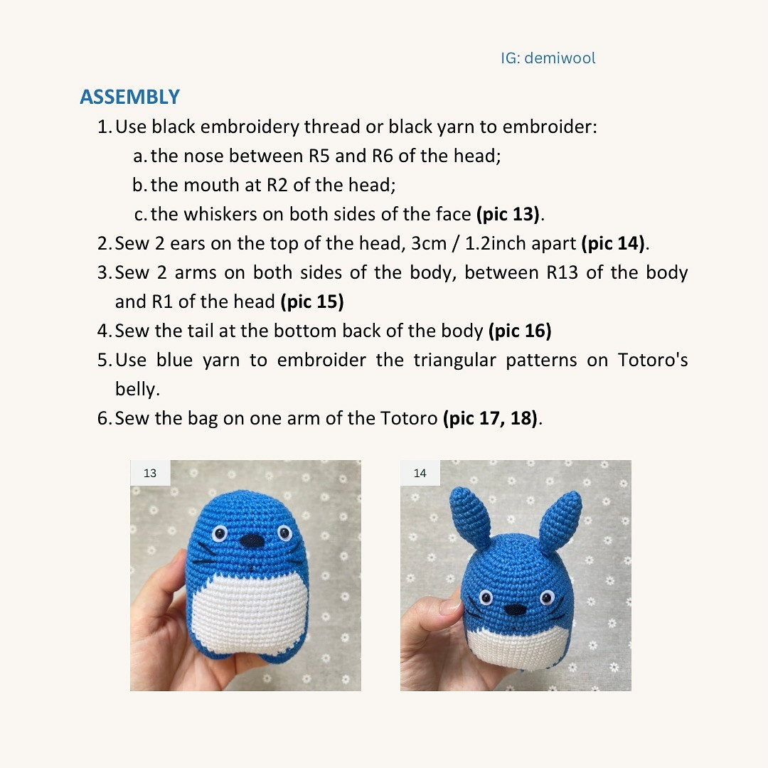 FREE Crochet Pattern: Adorable Blue Totoro Amigurumi