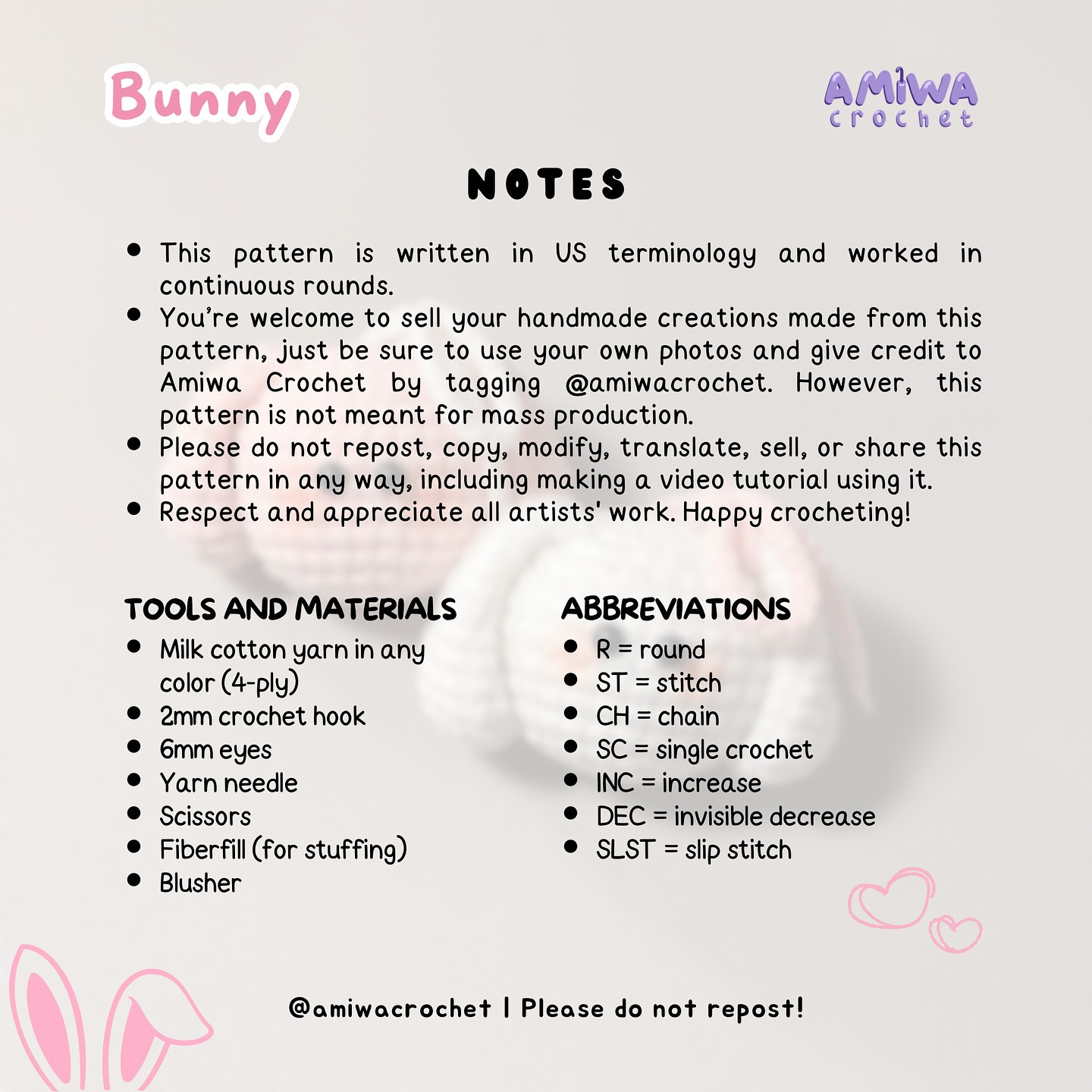 Free Crochet Pattern: Adorable Bunny Amigurumi Another free pattern for youuuu heheh 🥳