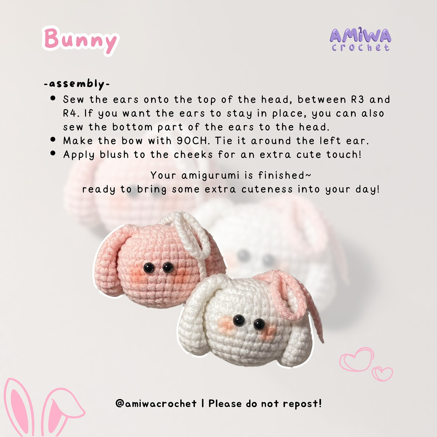 Free Crochet Pattern: Adorable Bunny Amigurumi Another free pattern for youuuu heheh 🥳