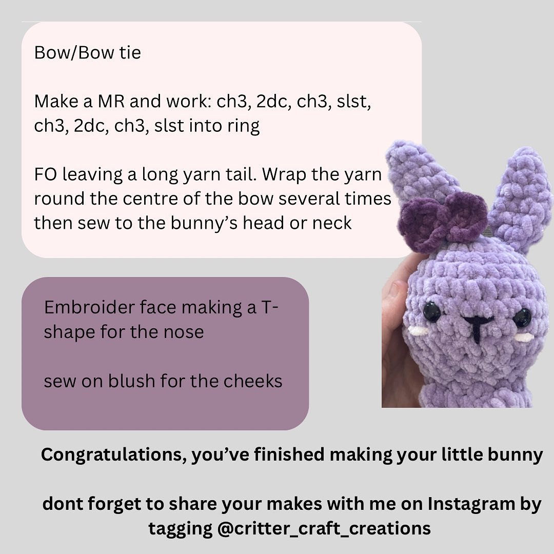 Free Crochet Pattern: Adorable Bunny Amigurumi My little Bunny Bows pattern