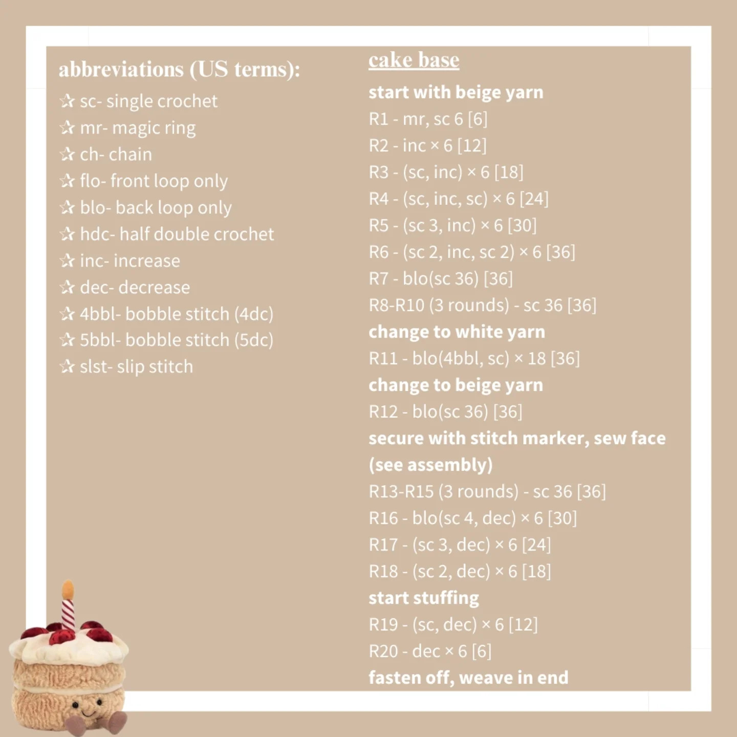 Free Crochet Pattern: Adorable Cake Amigurumi free pattern
