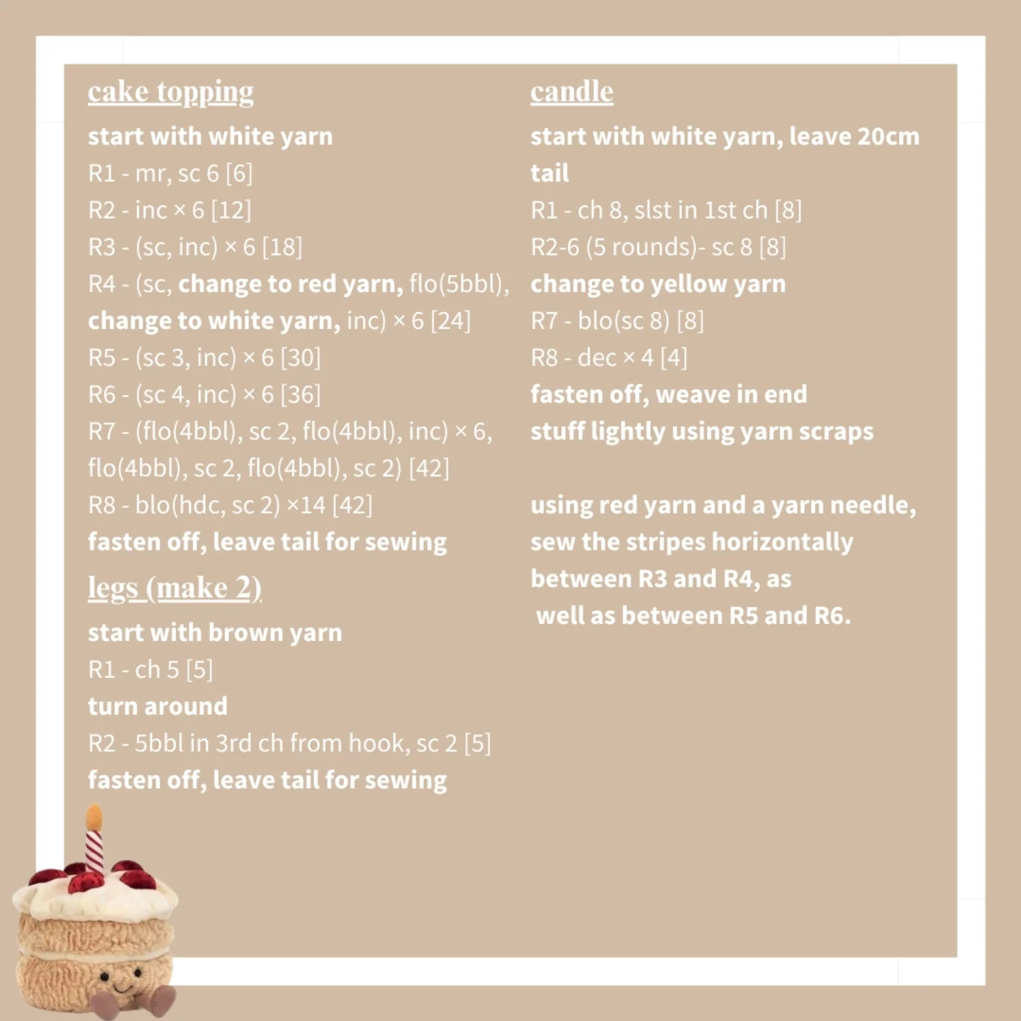 Free Crochet Pattern: Adorable Cake Amigurumi free pattern