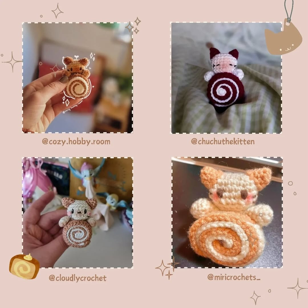 Free Crochet Pattern: Adorable Cake Roll Kitty Amigurumi