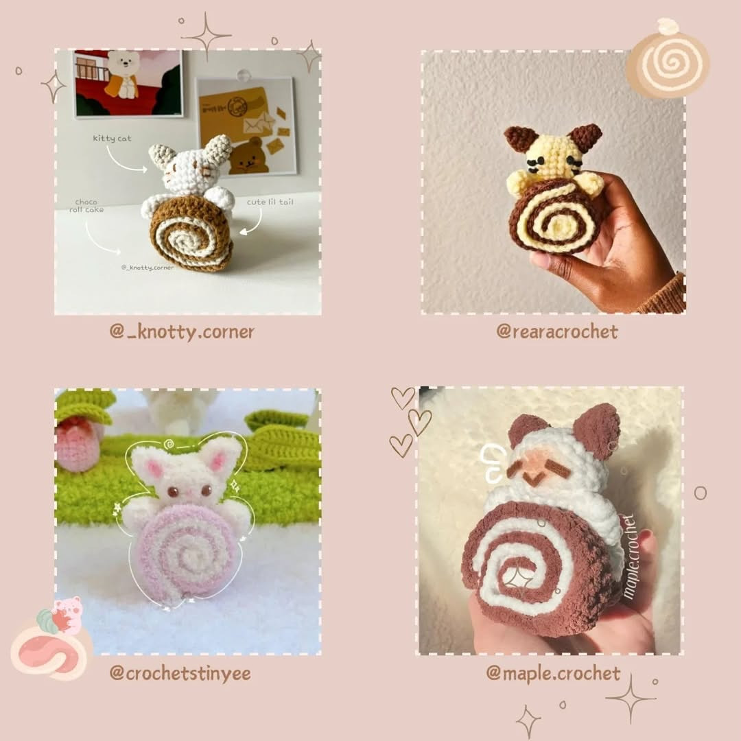 Free Crochet Pattern: Adorable Cake Roll Kitty Amigurumi