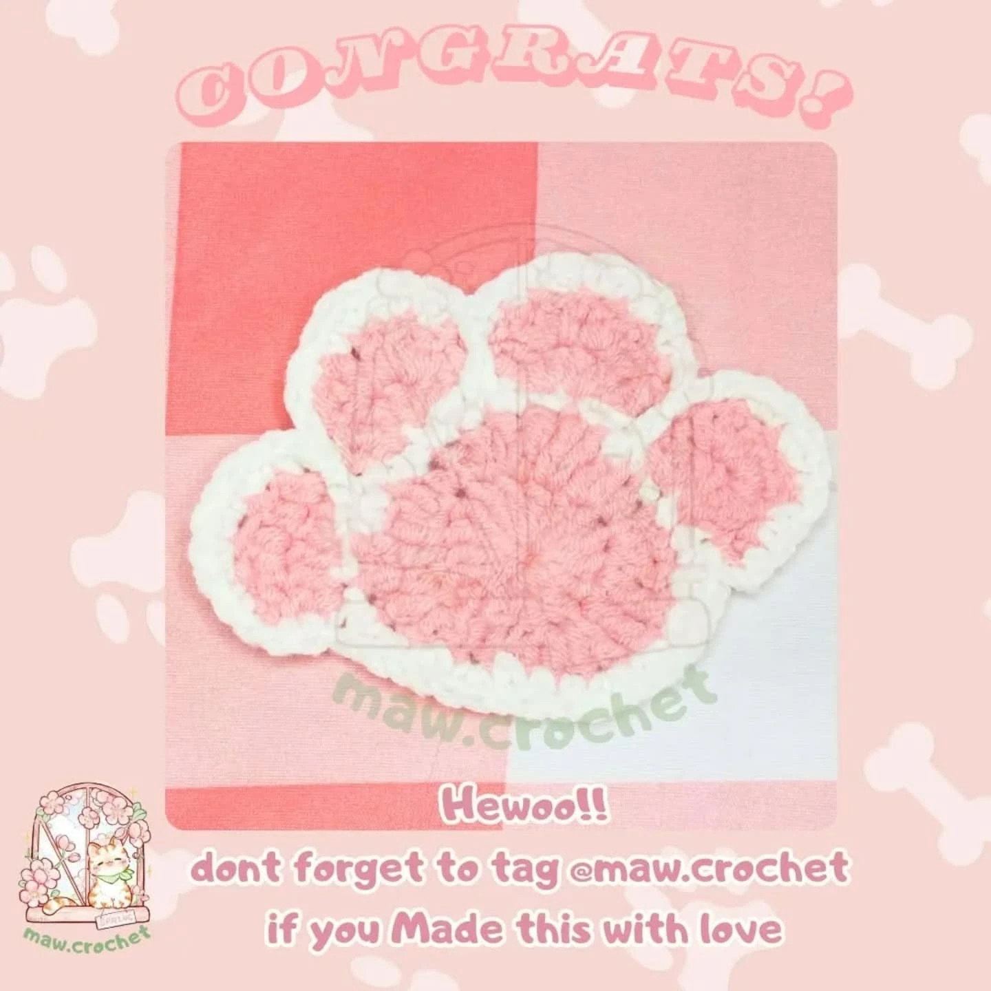 Free Crochet Pattern: Adorable Cat Paw Coaster