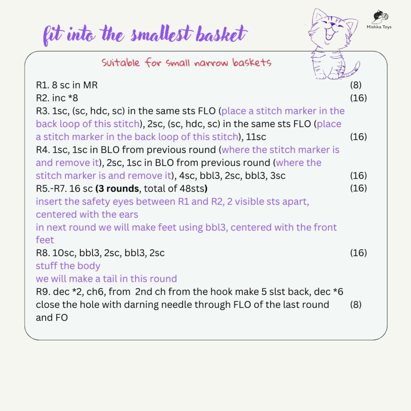 Free Crochet Pattern: Adorable Cats for Tall Baskets