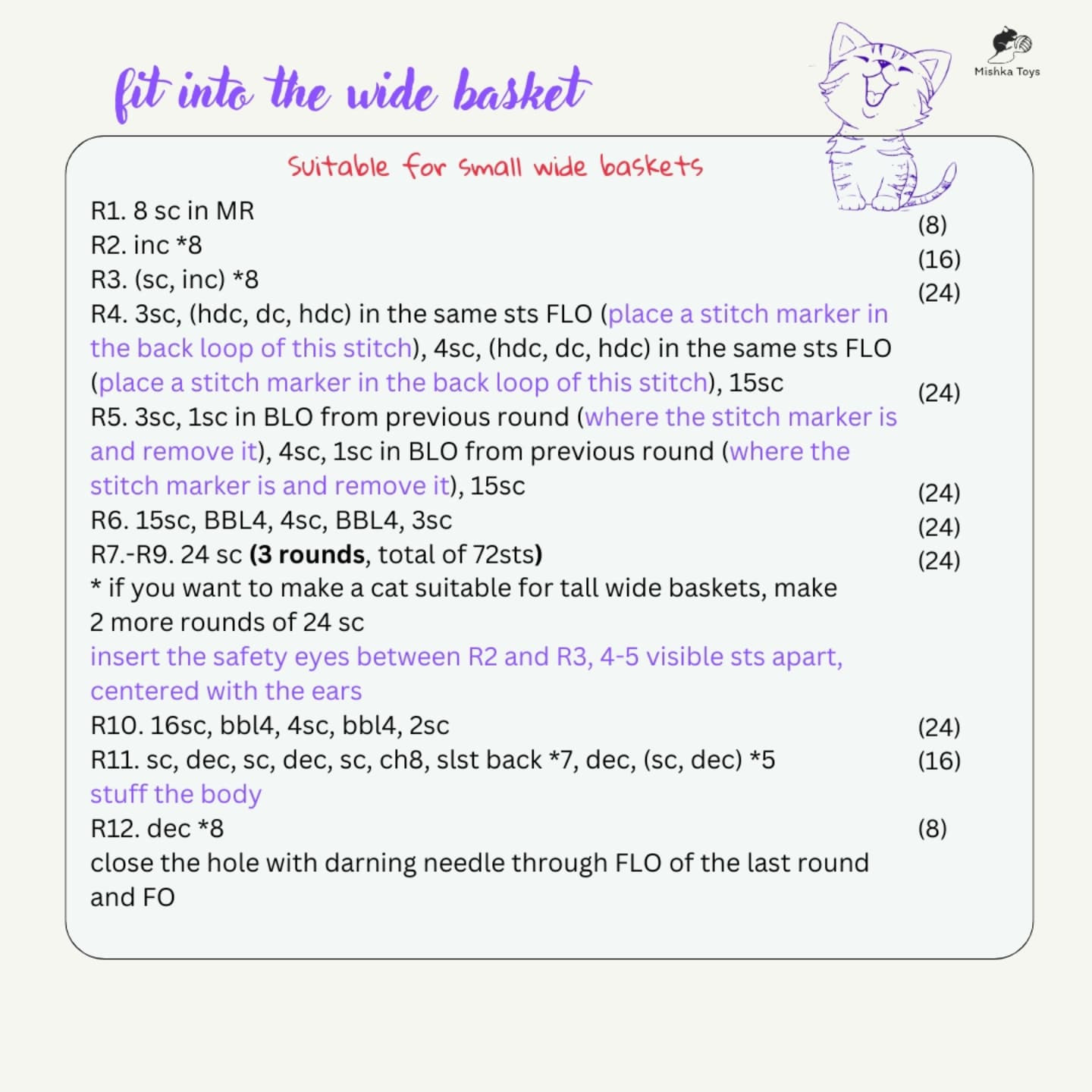 Free Crochet Pattern: Adorable Cats for Tall Baskets
