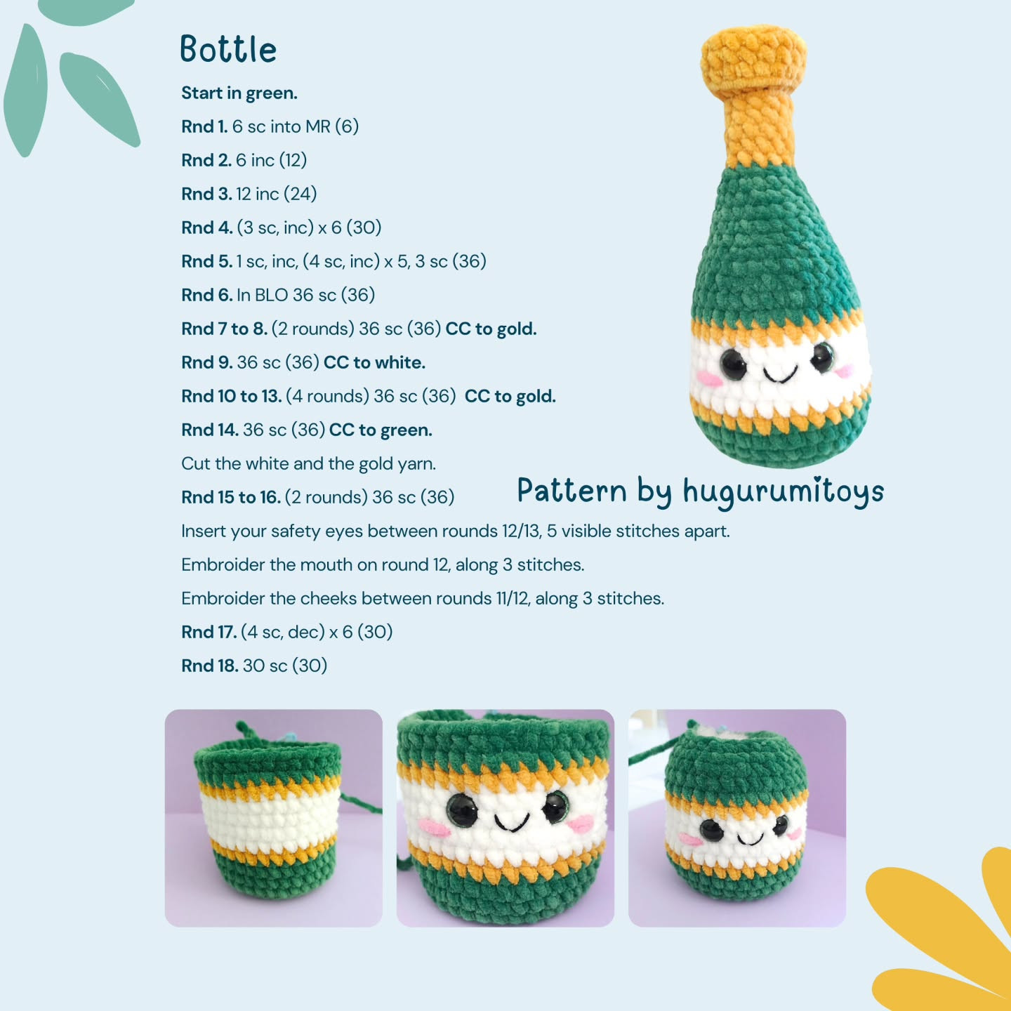 Free Crochet Pattern: Adorable Champagne Bottle Amigurumi