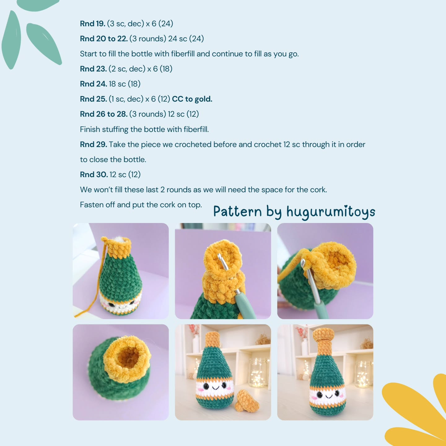 Free Crochet Pattern: Adorable Champagne Bottle Amigurumi