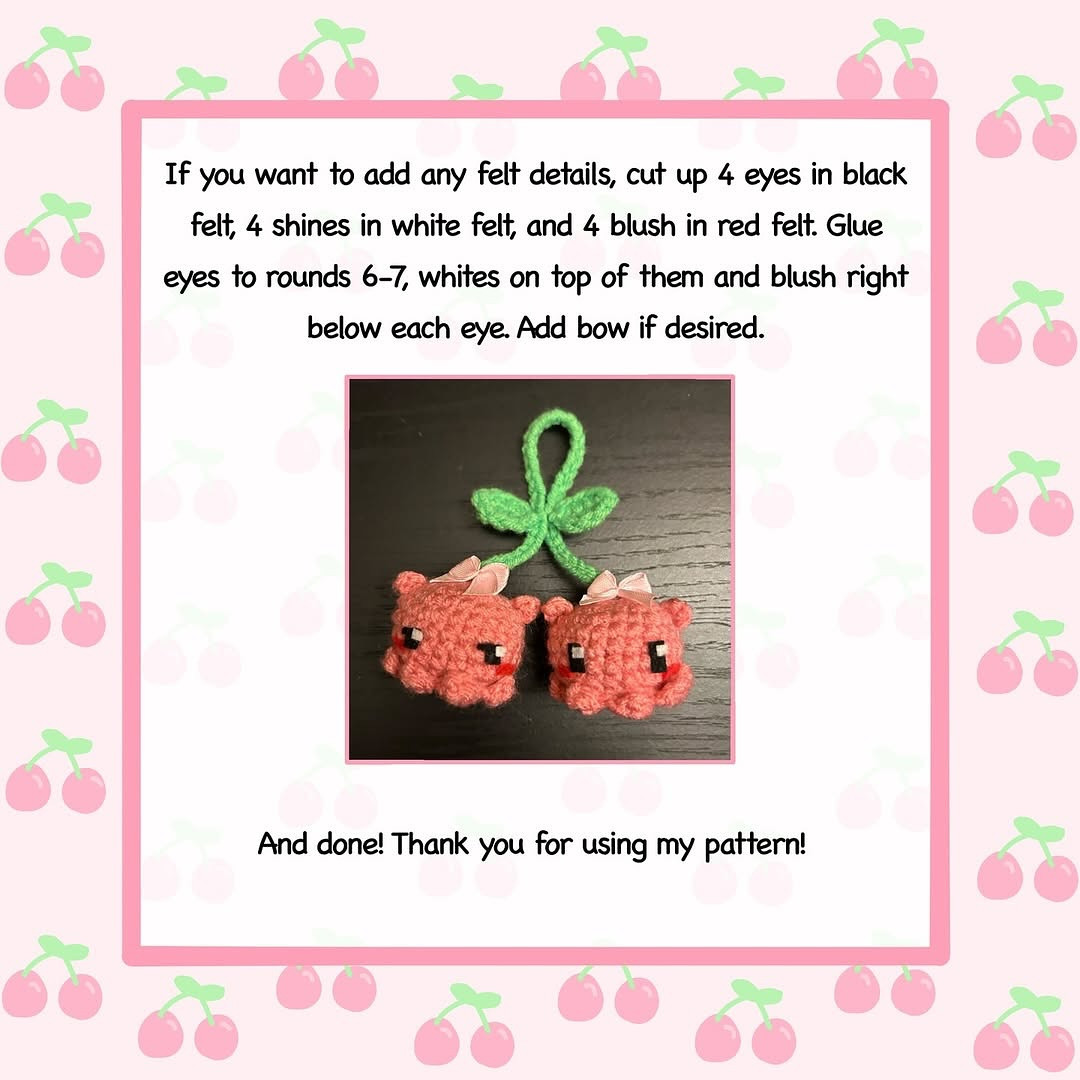 Free Crochet Pattern: Adorable Cherry Keychain