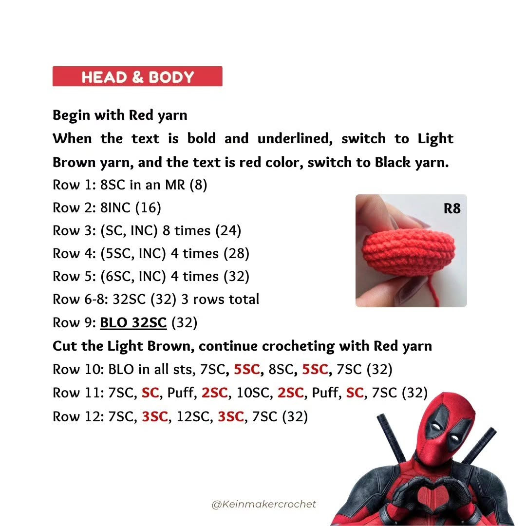 Free Crochet Pattern: Adorable Deadpool Amigurumi