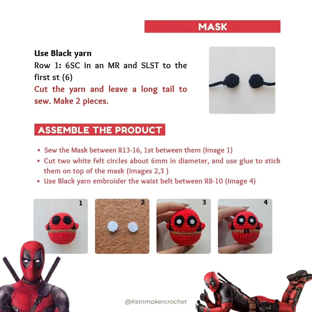 Free Crochet Pattern: Adorable Deadpool Amigurumi