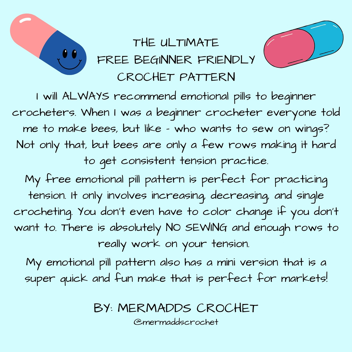 Free Crochet Pattern: Adorable Emotional Pill Amigurumi