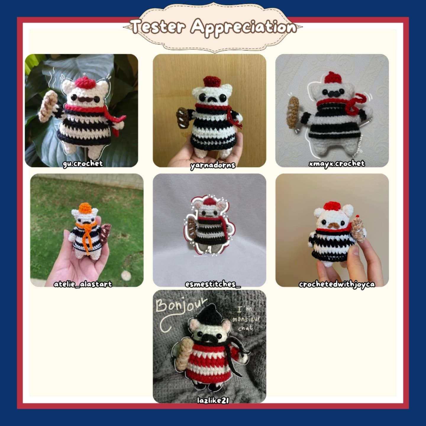 Free Crochet Pattern: Adorable French Baker Cat Amigurumi