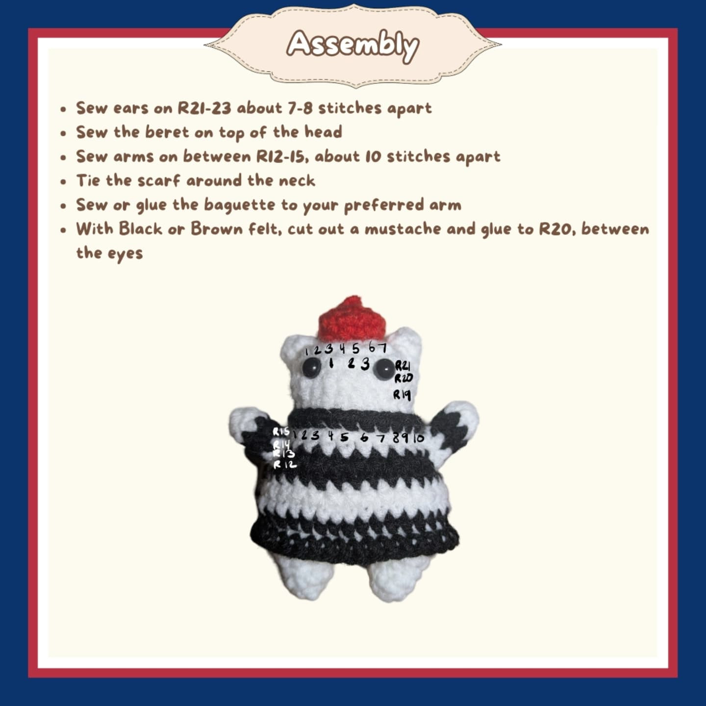 Free Crochet Pattern: Adorable French Baker Cat Amigurumi