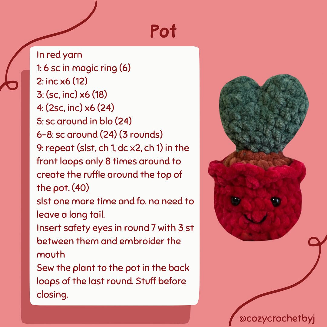 Free Crochet Pattern: Adorable Heart Succulent Planter