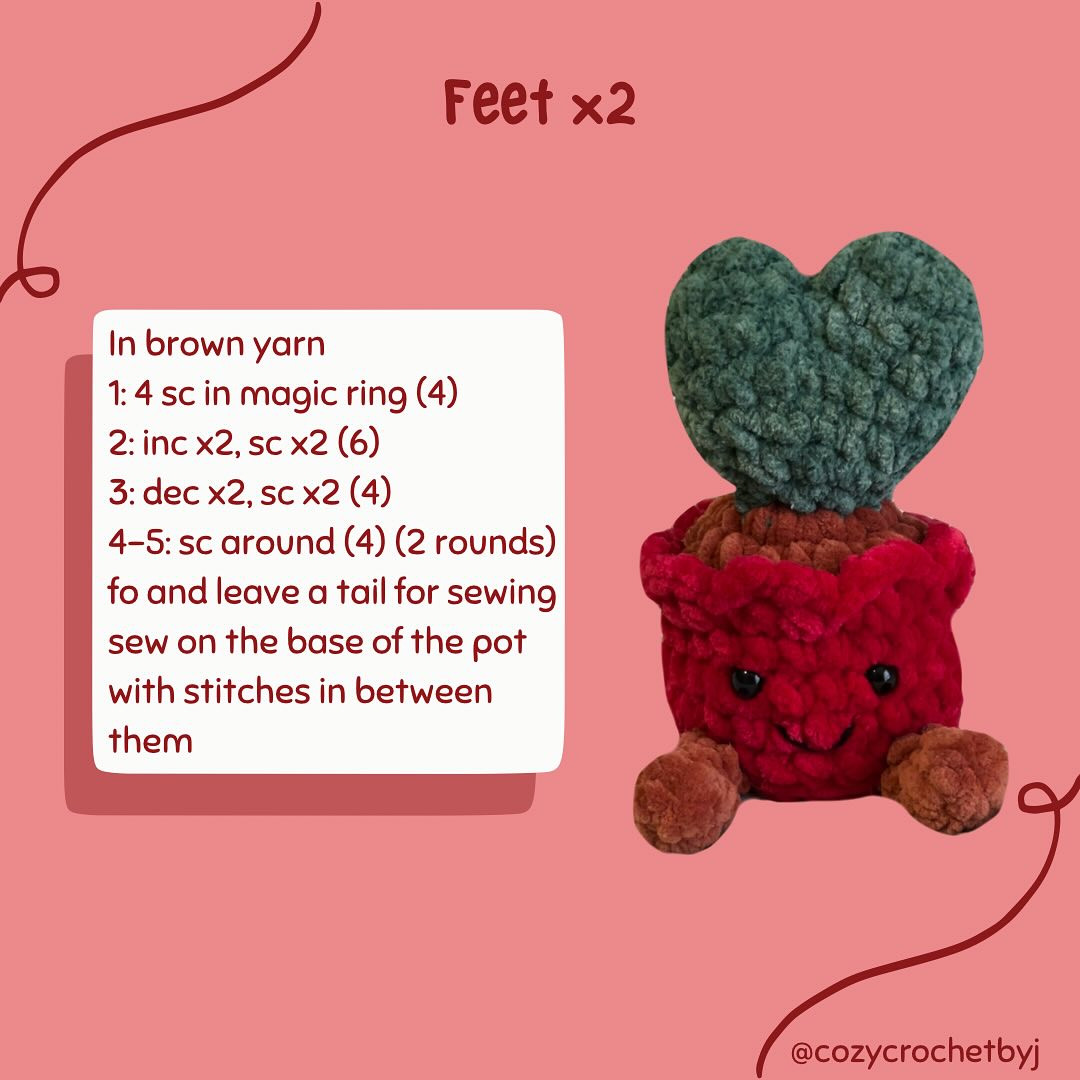 Free Crochet Pattern: Adorable Heart Succulent Planter