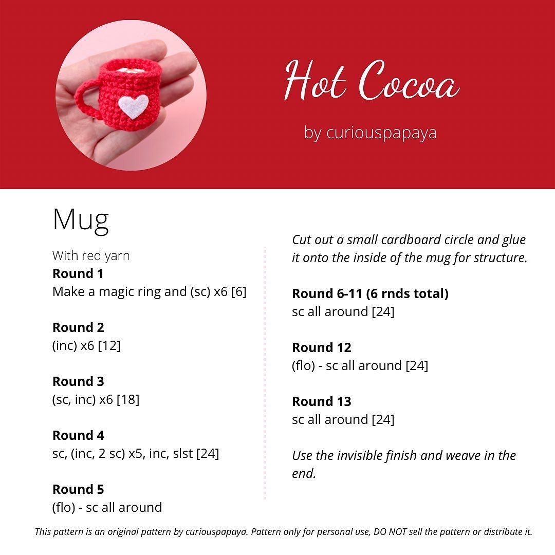Free Crochet Pattern: Adorable Hot Cocoa Mug