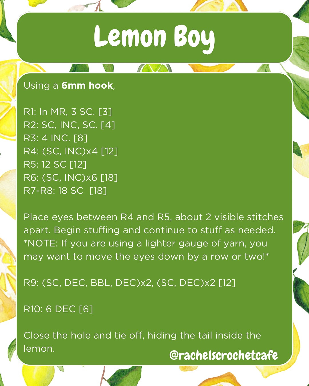 Free Crochet Pattern: Adorable Lemon Boy Amigurumi