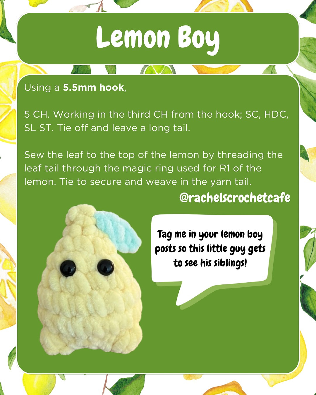 Free Crochet Pattern: Adorable Lemon Boy Amigurumi