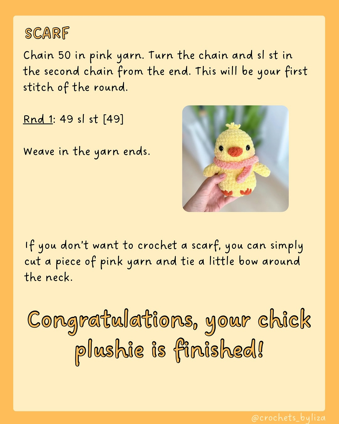 Free Crochet Pattern: Adorable Little Chick Little Chick!🐥