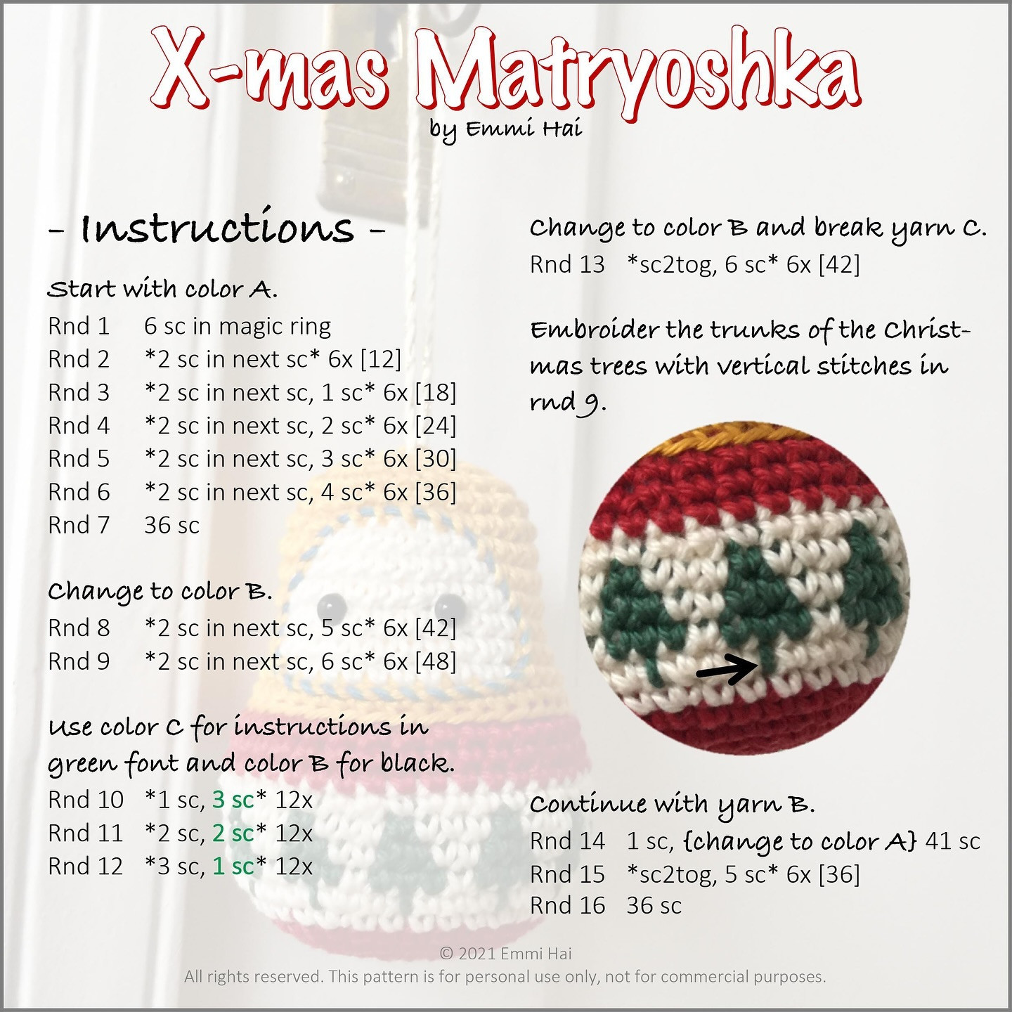 Free Crochet Pattern: Adorable Matryoshka Doll Ornament