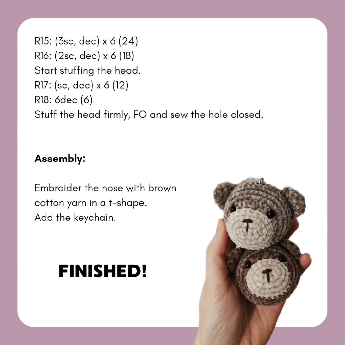 Free Crochet Pattern: Adorable No-Sew Bear Keychain