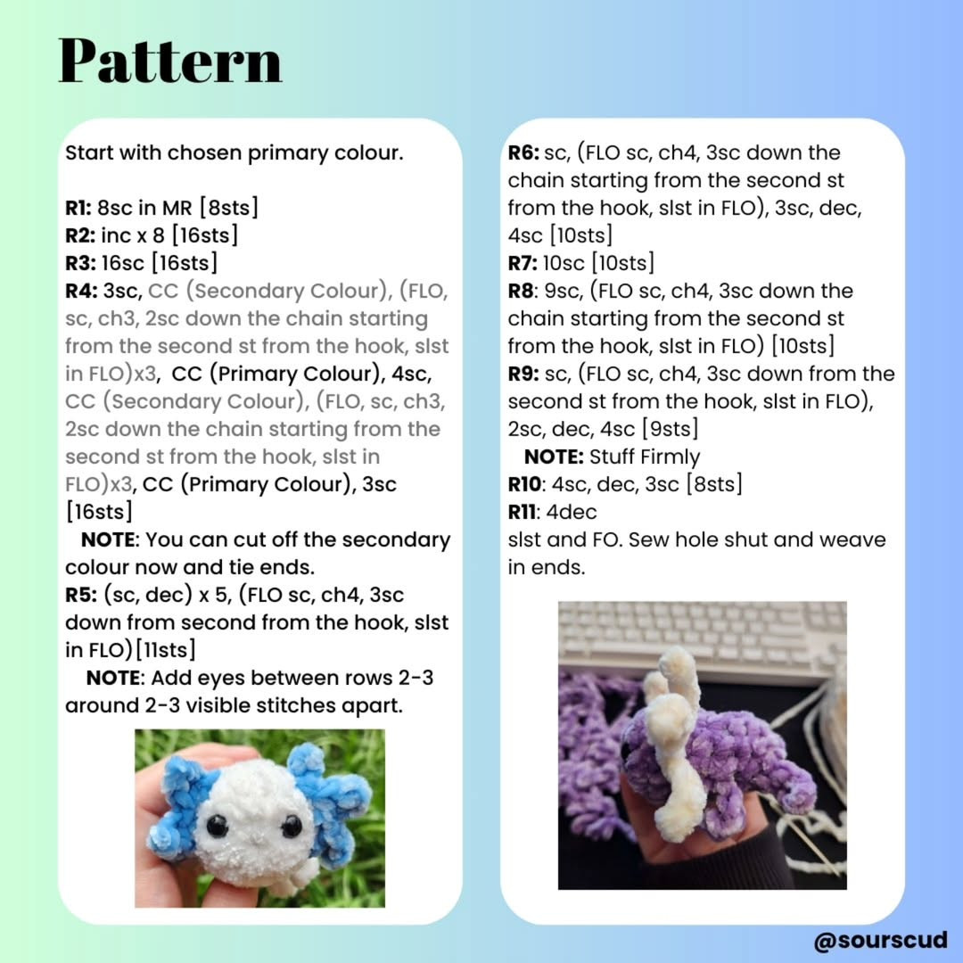 Free Crochet Pattern: Adorable No-Sew Pocket Axolotl