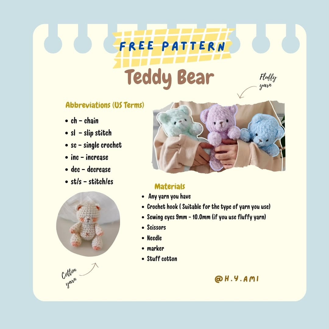 Free Crochet Pattern: Adorable Pastel Teddy Bears