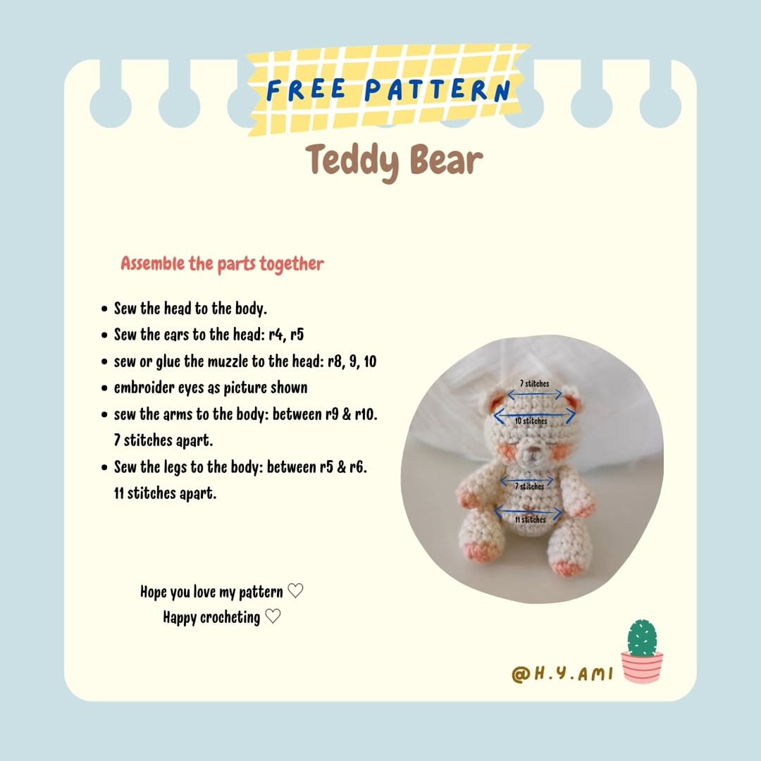 Free Crochet Pattern: Adorable Pastel Teddy Bears