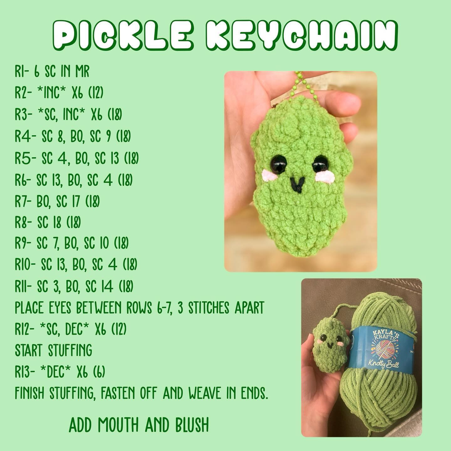Free Crochet Pattern: Adorable Pickle Keychain