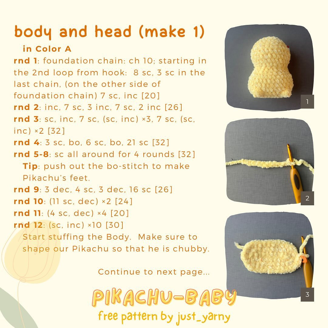 Free Crochet Pattern: Adorable Pikachu Baby