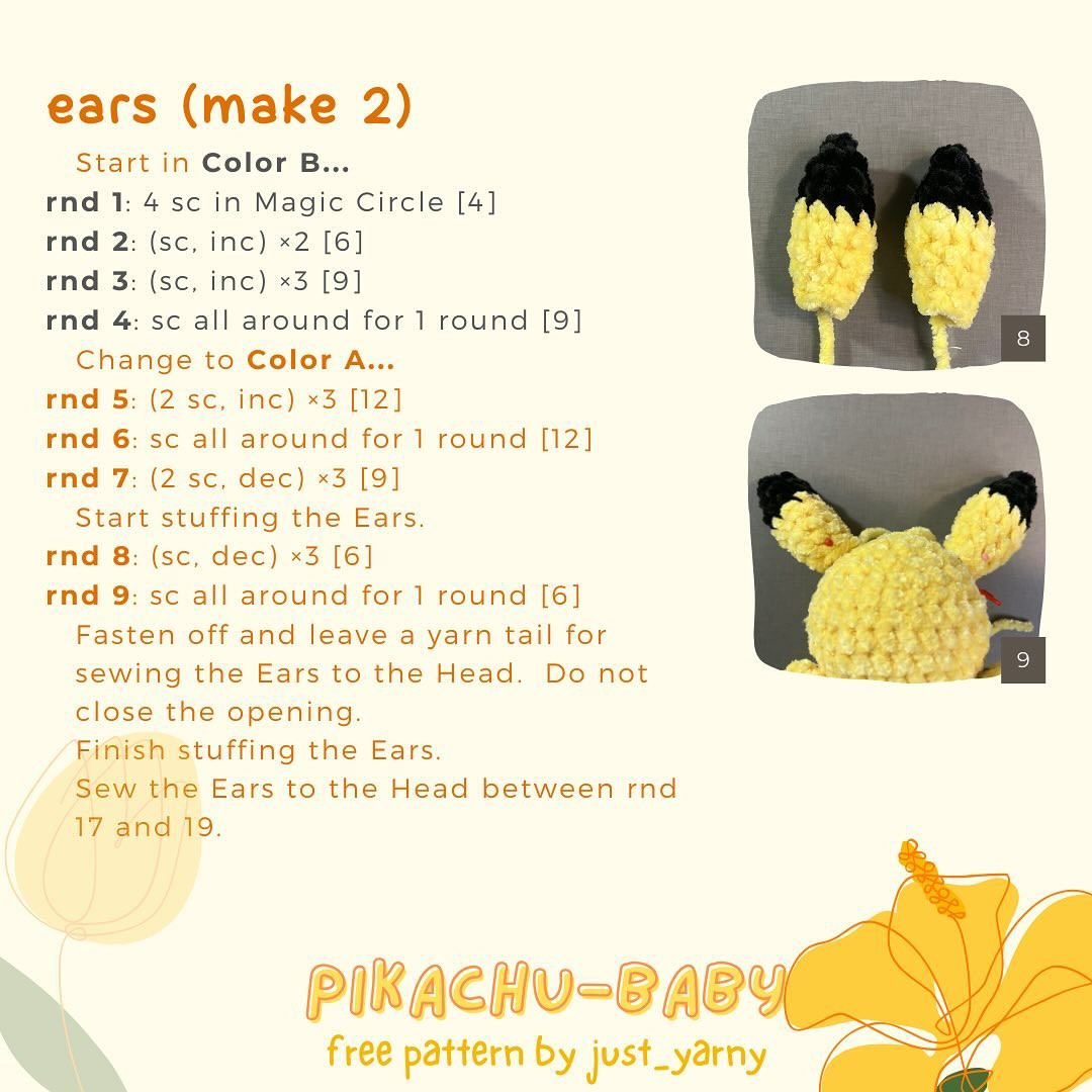 Free Crochet Pattern: Adorable Pikachu Baby