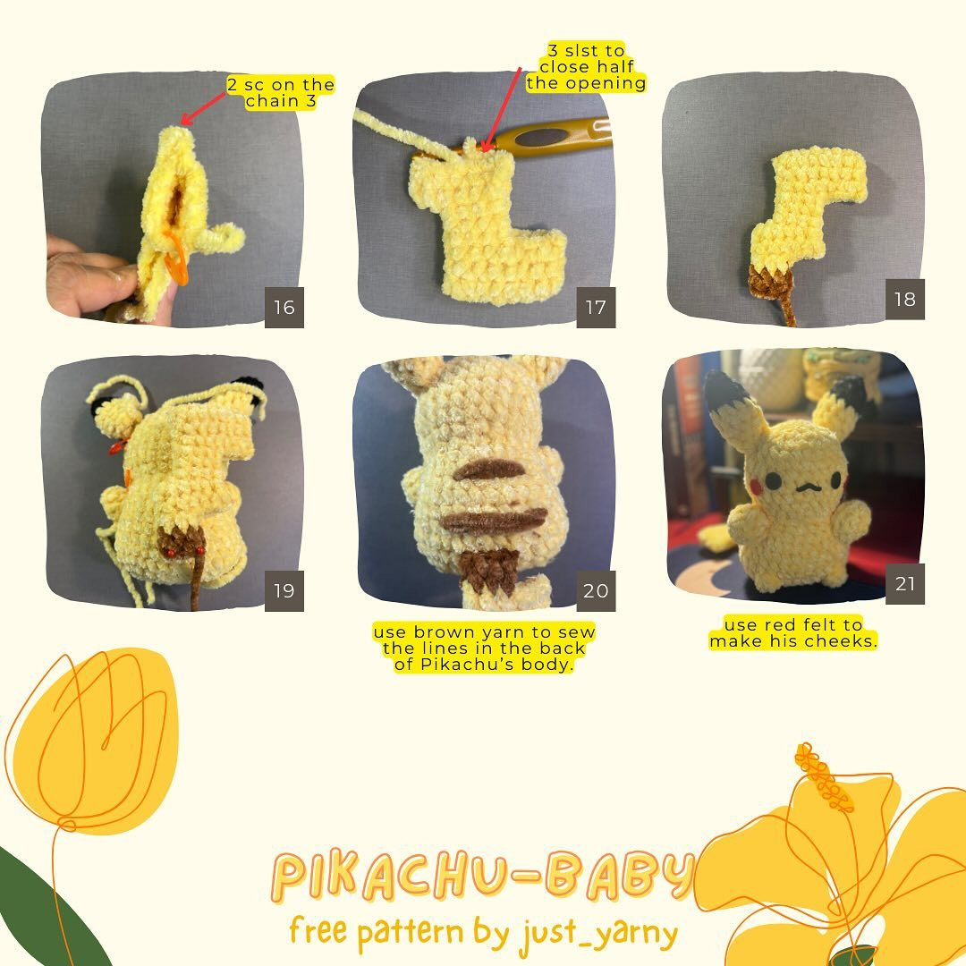 Free Crochet Pattern: Adorable Pikachu Baby