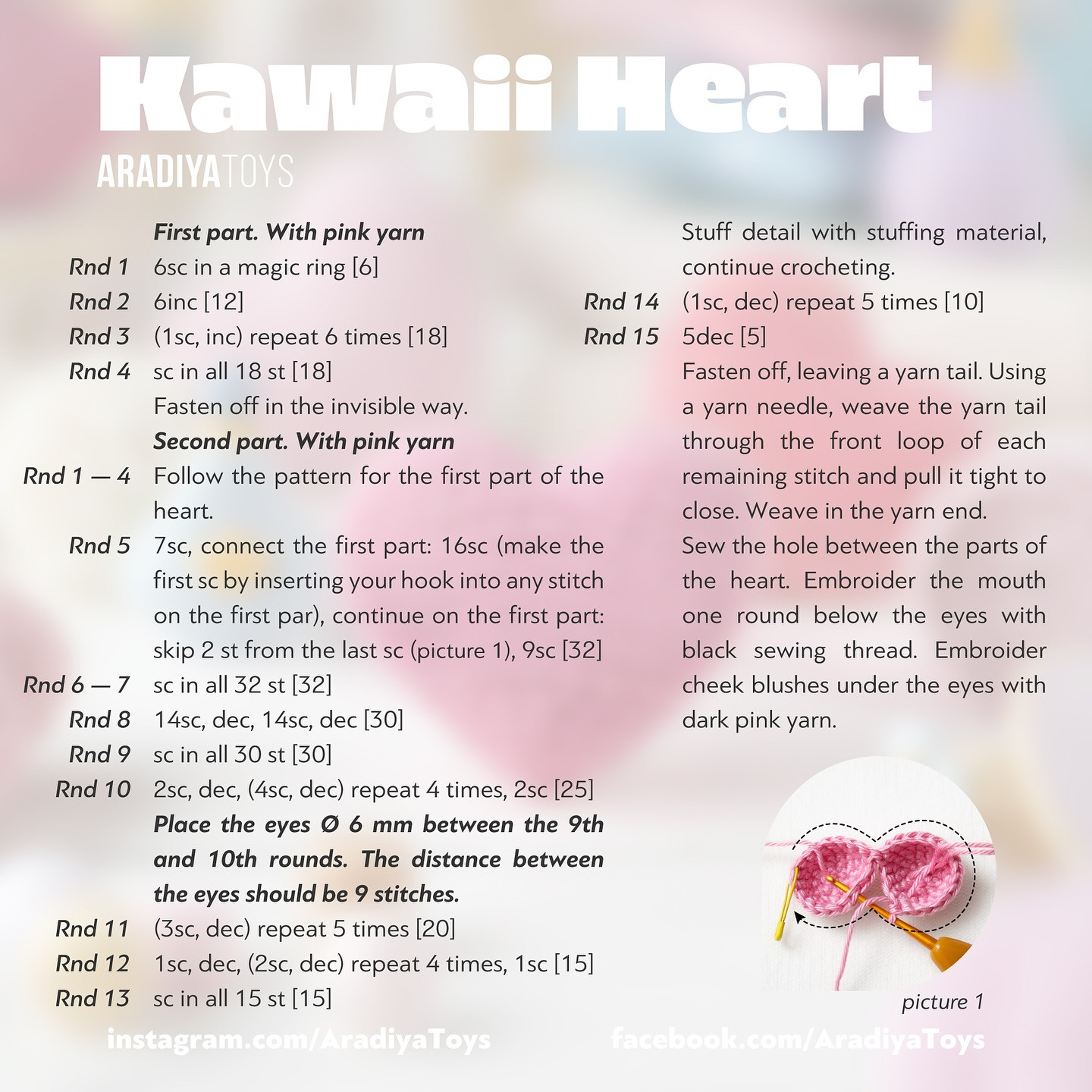 Free Crochet Pattern: Adorable Pink Heart Amigurumi