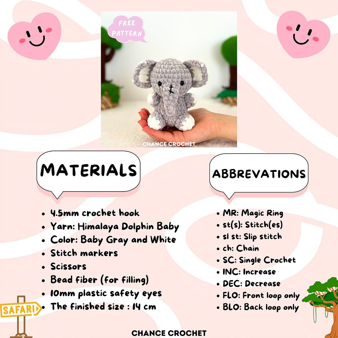 Free Crochet Pattern: Adorable Plush Elephant