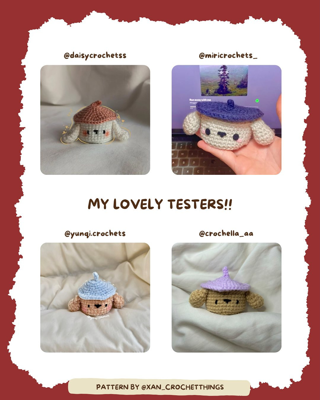 Free Crochet Pattern: Adorable Puppy Hat Holders