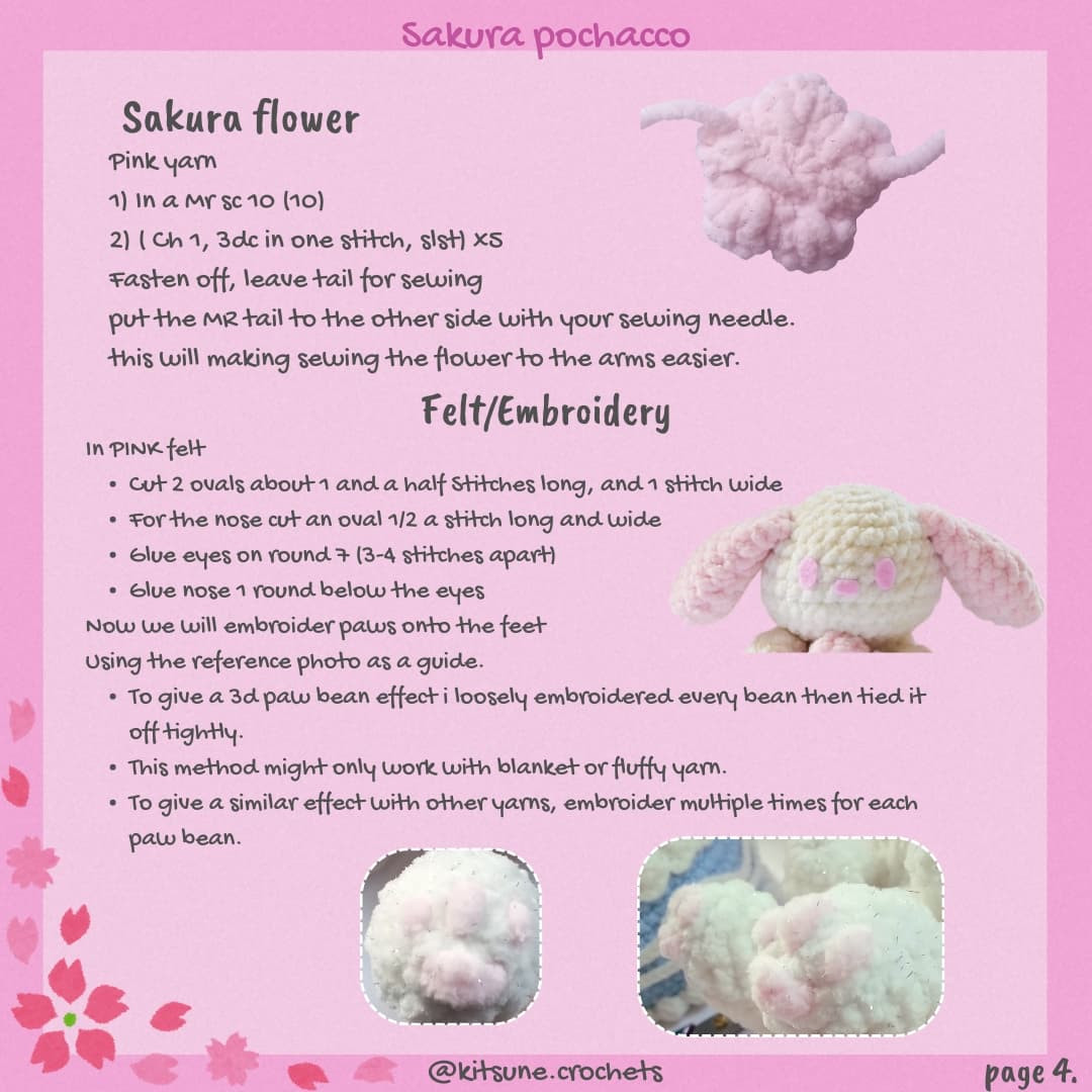 Free Crochet Pattern: Adorable Sakura Pochacco Amigurumi