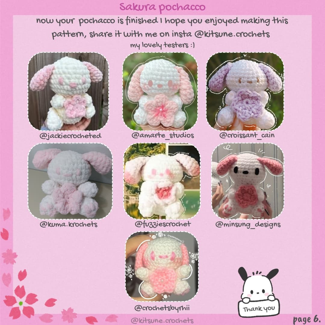 Free Crochet Pattern: Adorable Sakura Pochacco Amigurumi