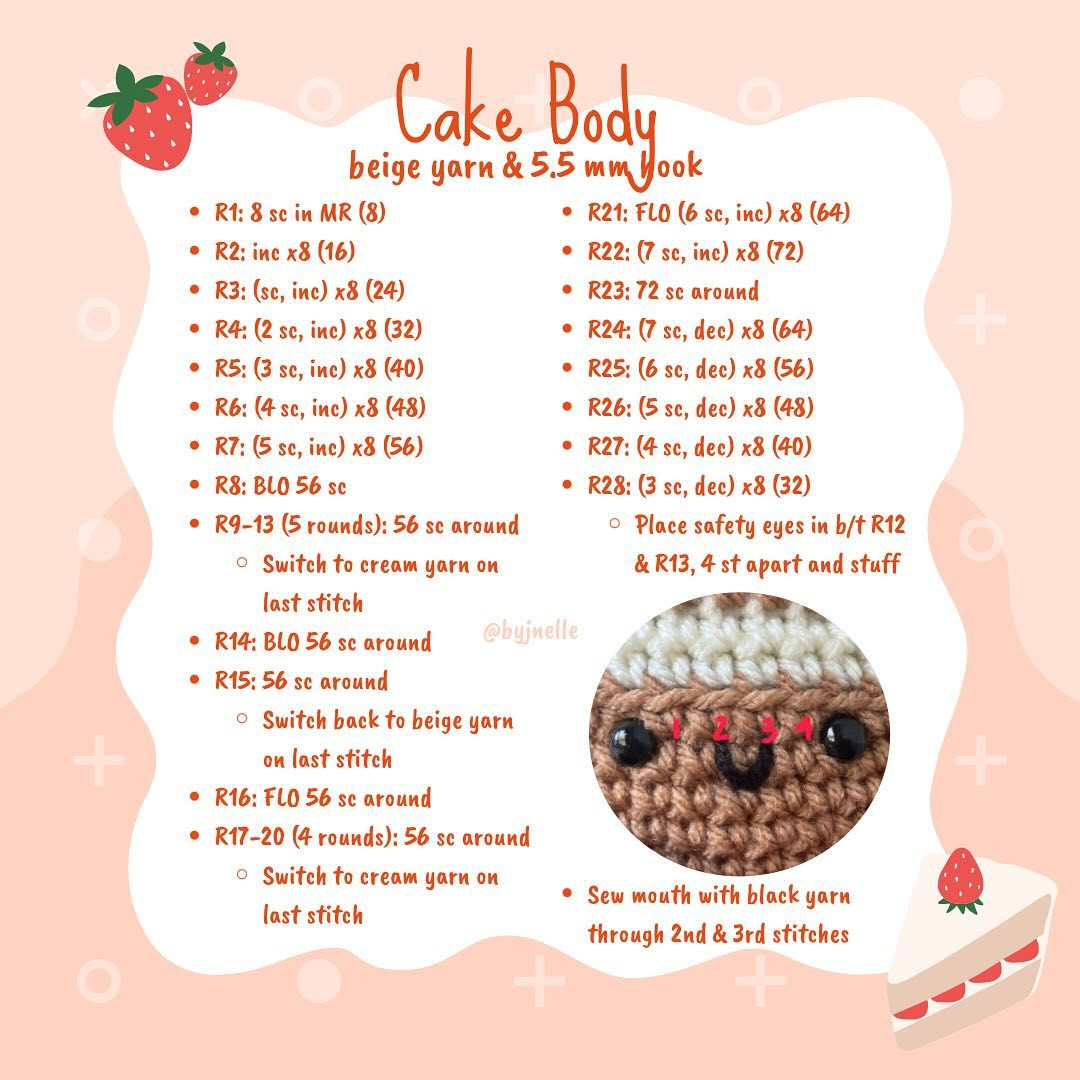 Free Crochet Pattern: Adorable Strawberry Cake Amigurumi