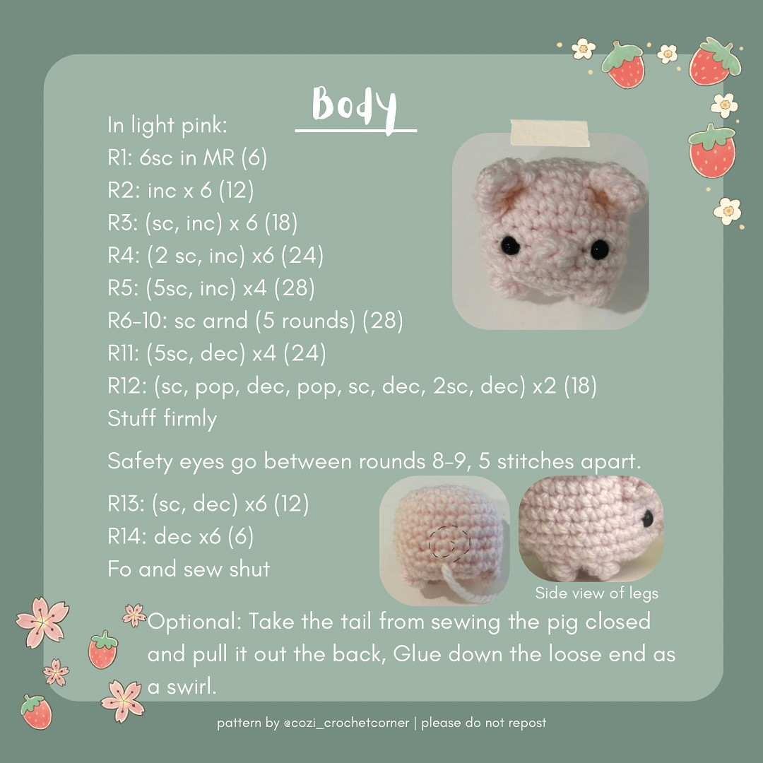 Free Crochet Pattern: Adorable Strawberry Crème Pig