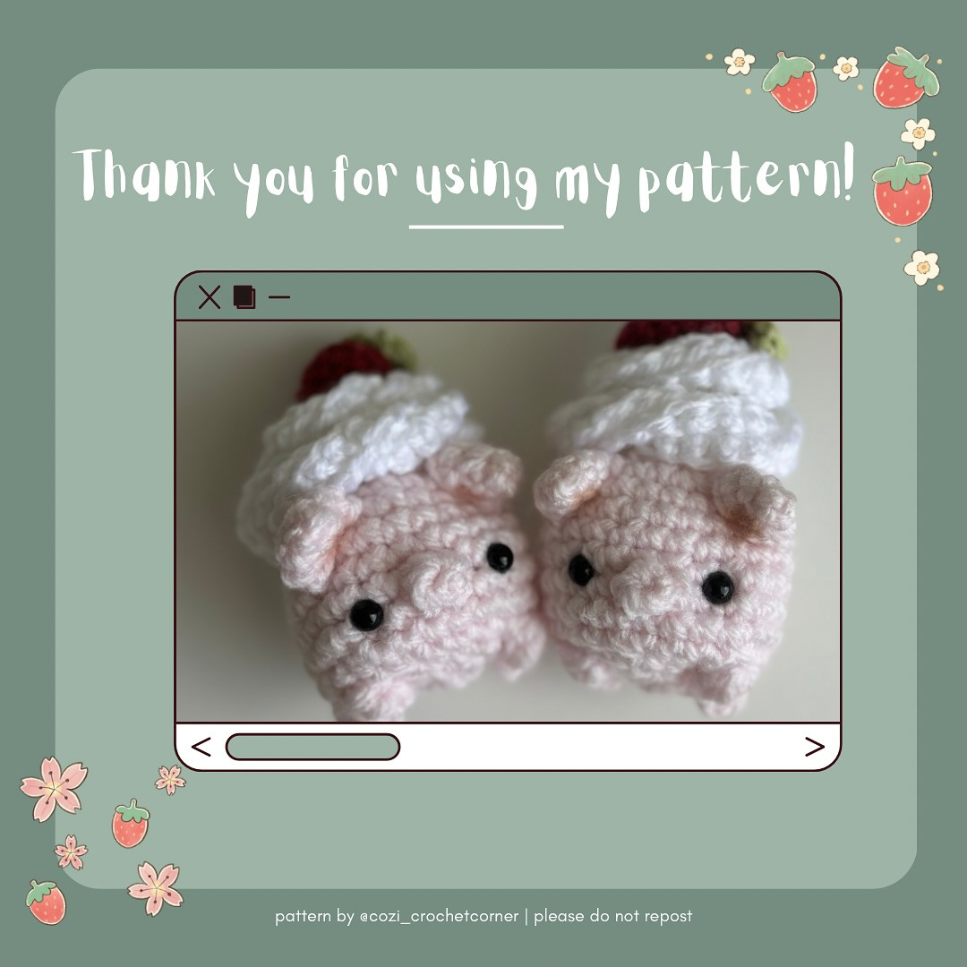 Free Crochet Pattern: Adorable Strawberry Crème Pig