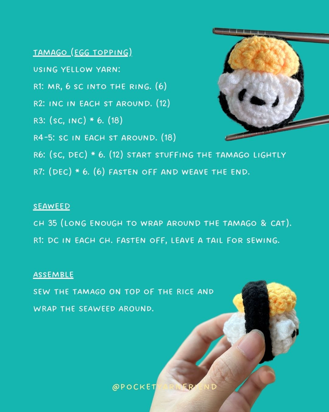 Free Crochet Pattern: Adorable Sushi Animals