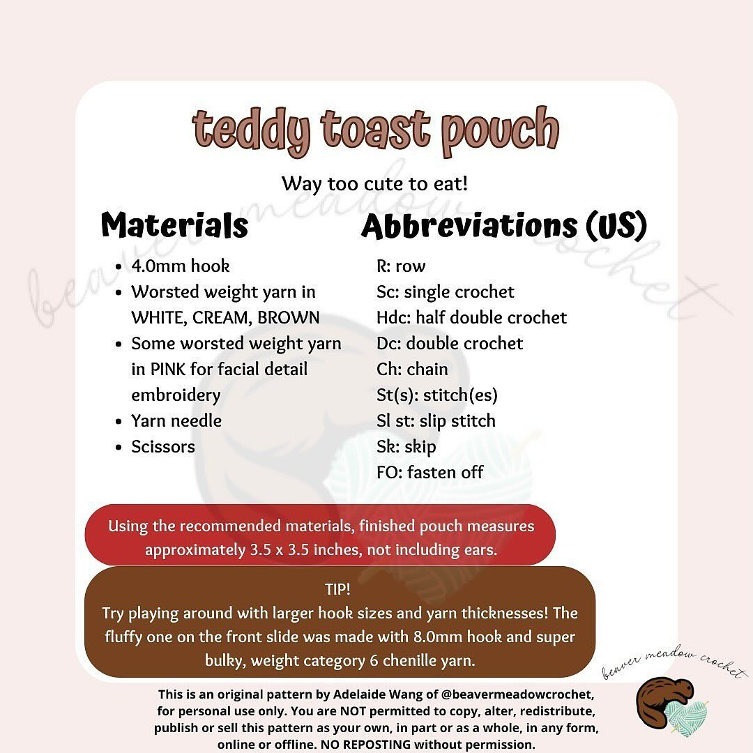 Free Crochet Pattern: Adorable Teddy Toast Pouch