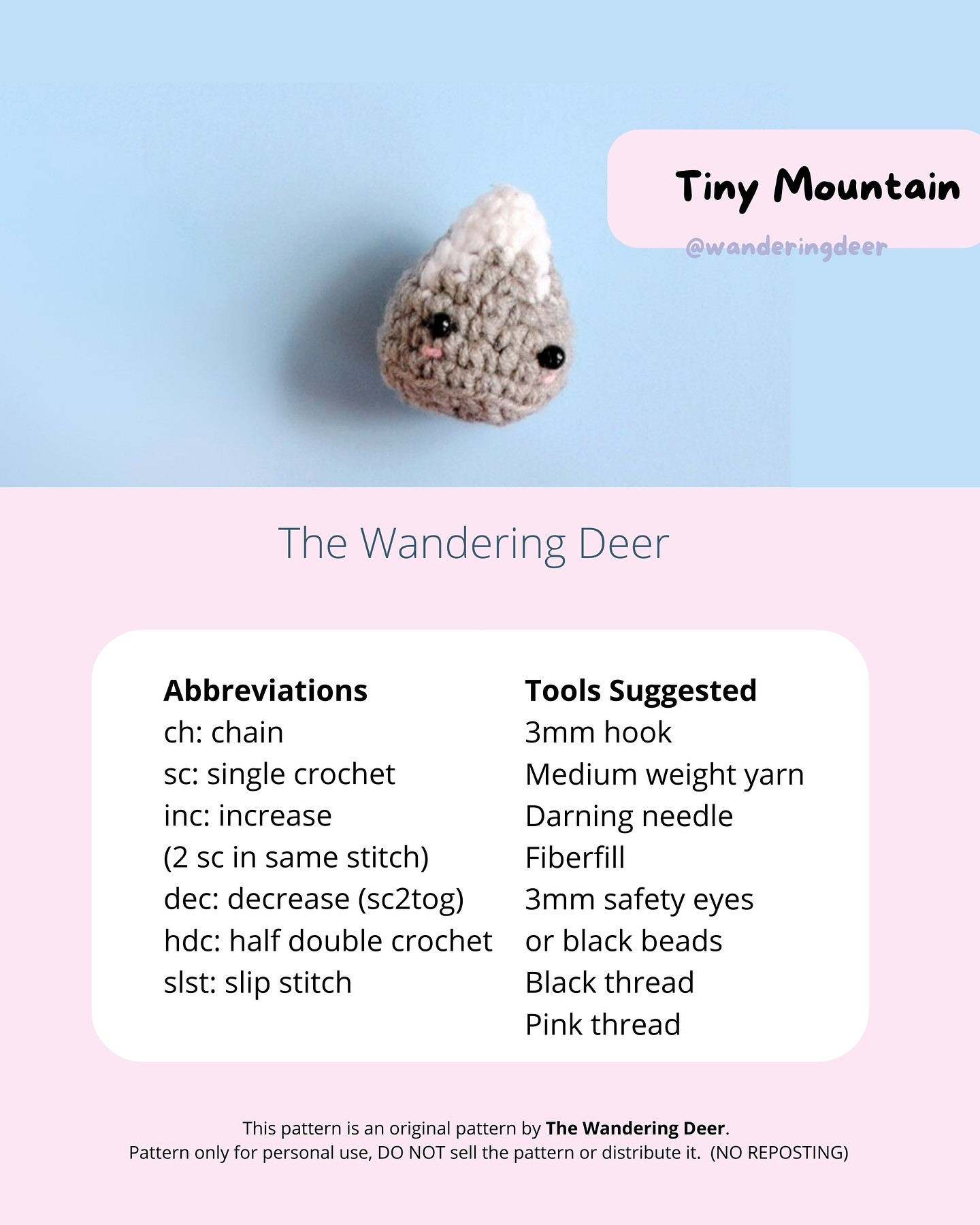 Free Crochet Pattern: Adorable Tiny Mountain Amigurumi
