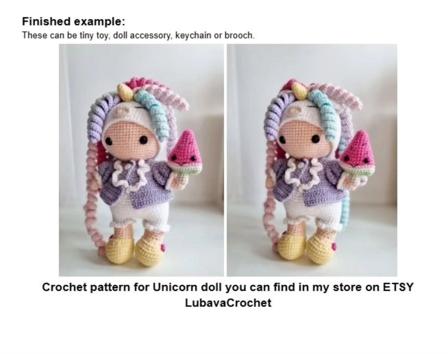 Free Crochet Pattern: Adorable Unicorn Girl with Watermelon