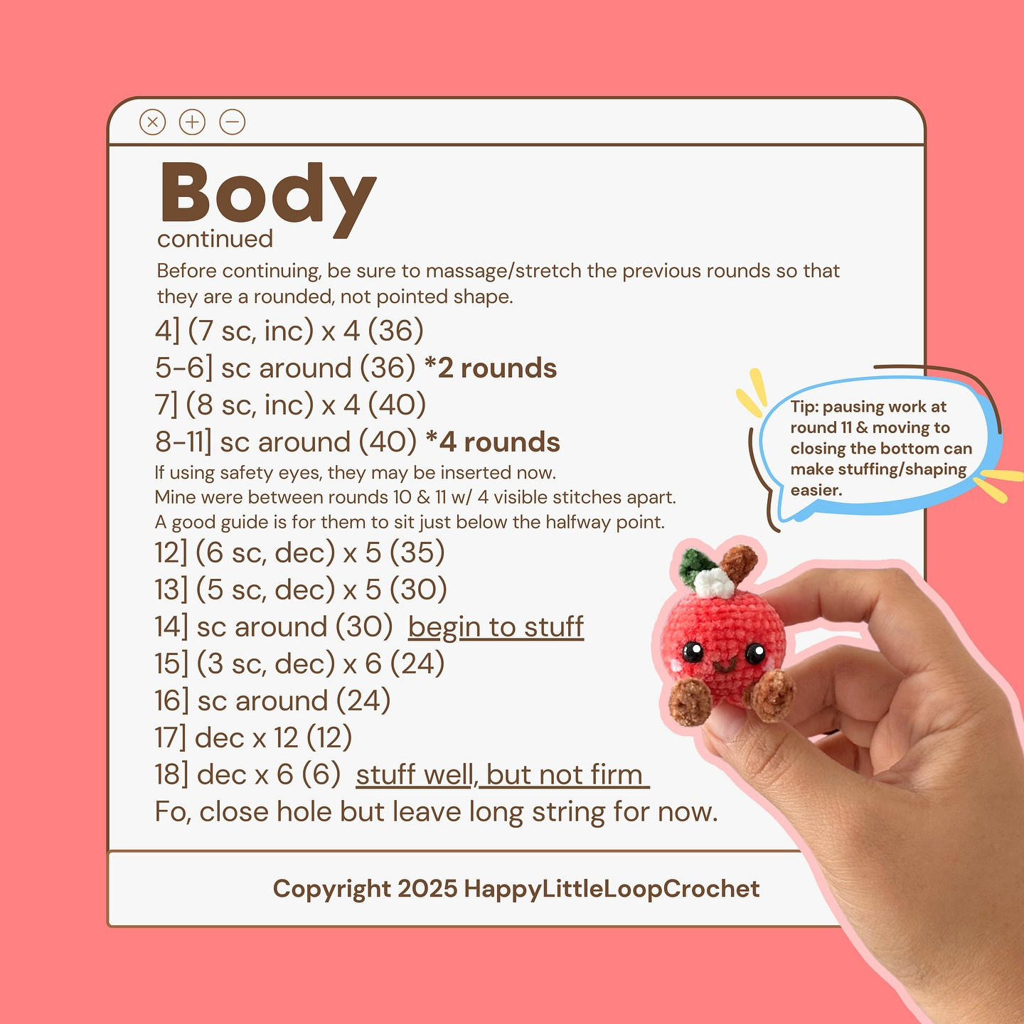 Free Crochet Pattern: Allie Apple Amigurumi