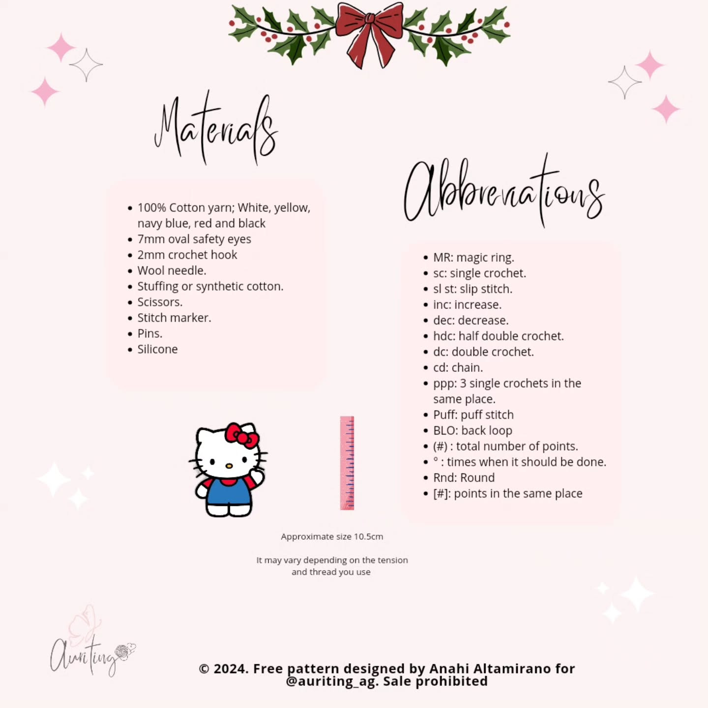 Free Crochet Pattern: Amigurumi Hello Kitty