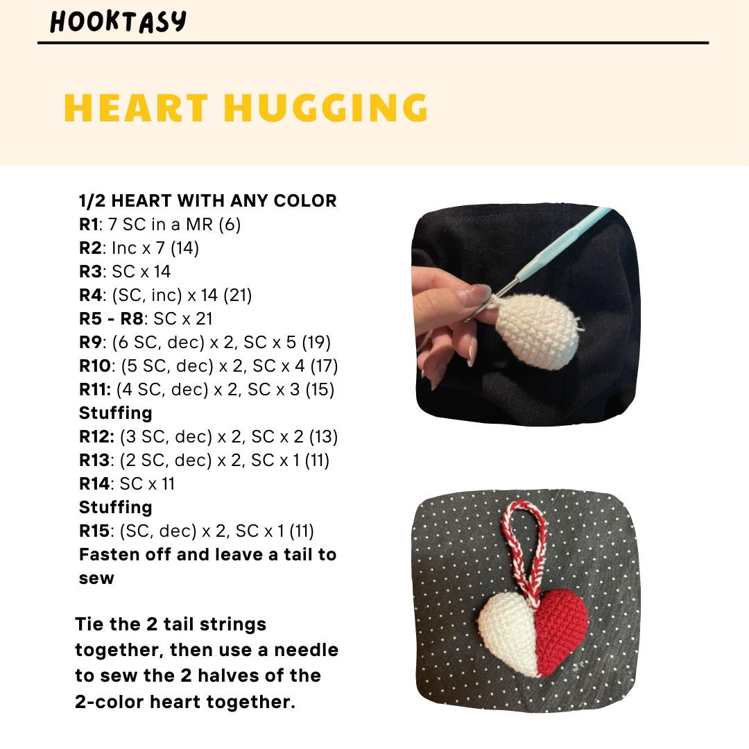 Free Crochet Pattern: Amigurumi Hugging Hearts Car Charm