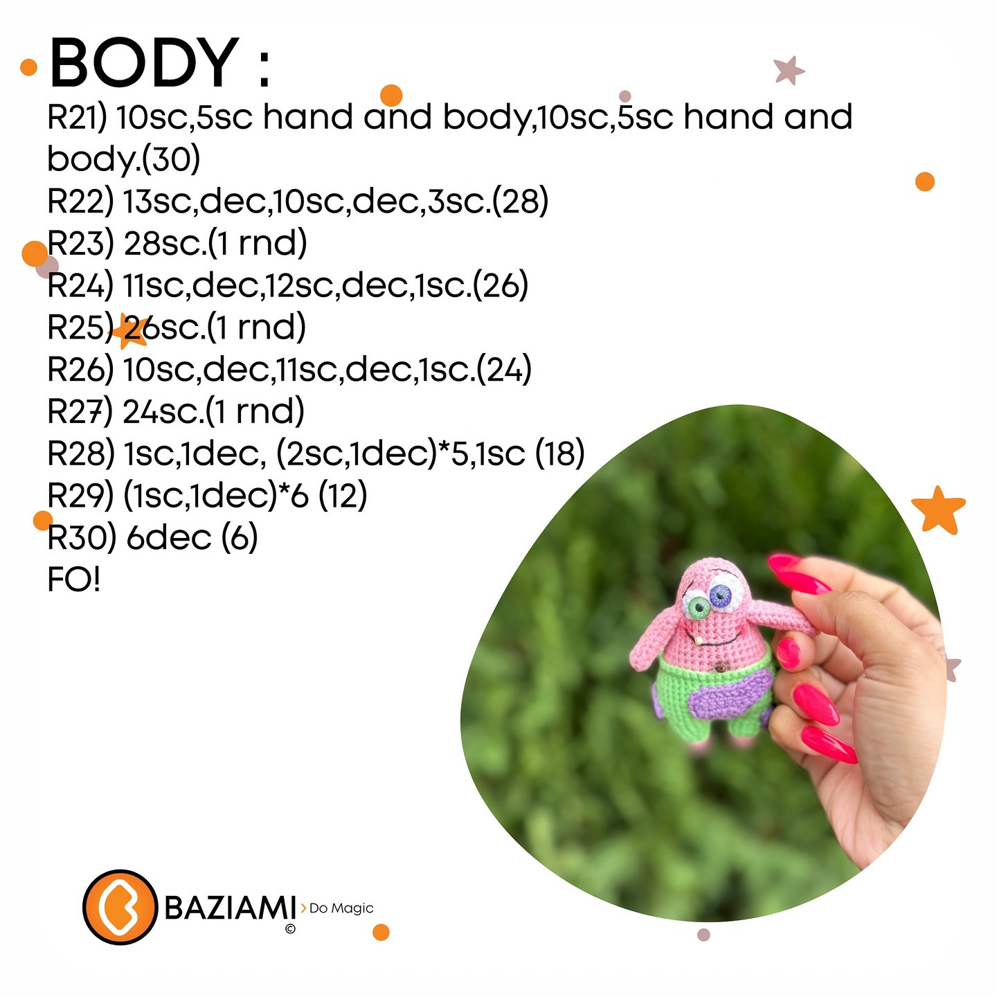 Free Crochet Pattern: Amigurumi Patrick Star